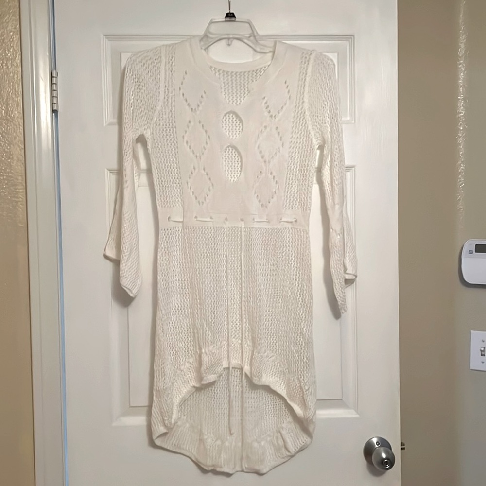 White knit swimsuit cover-up